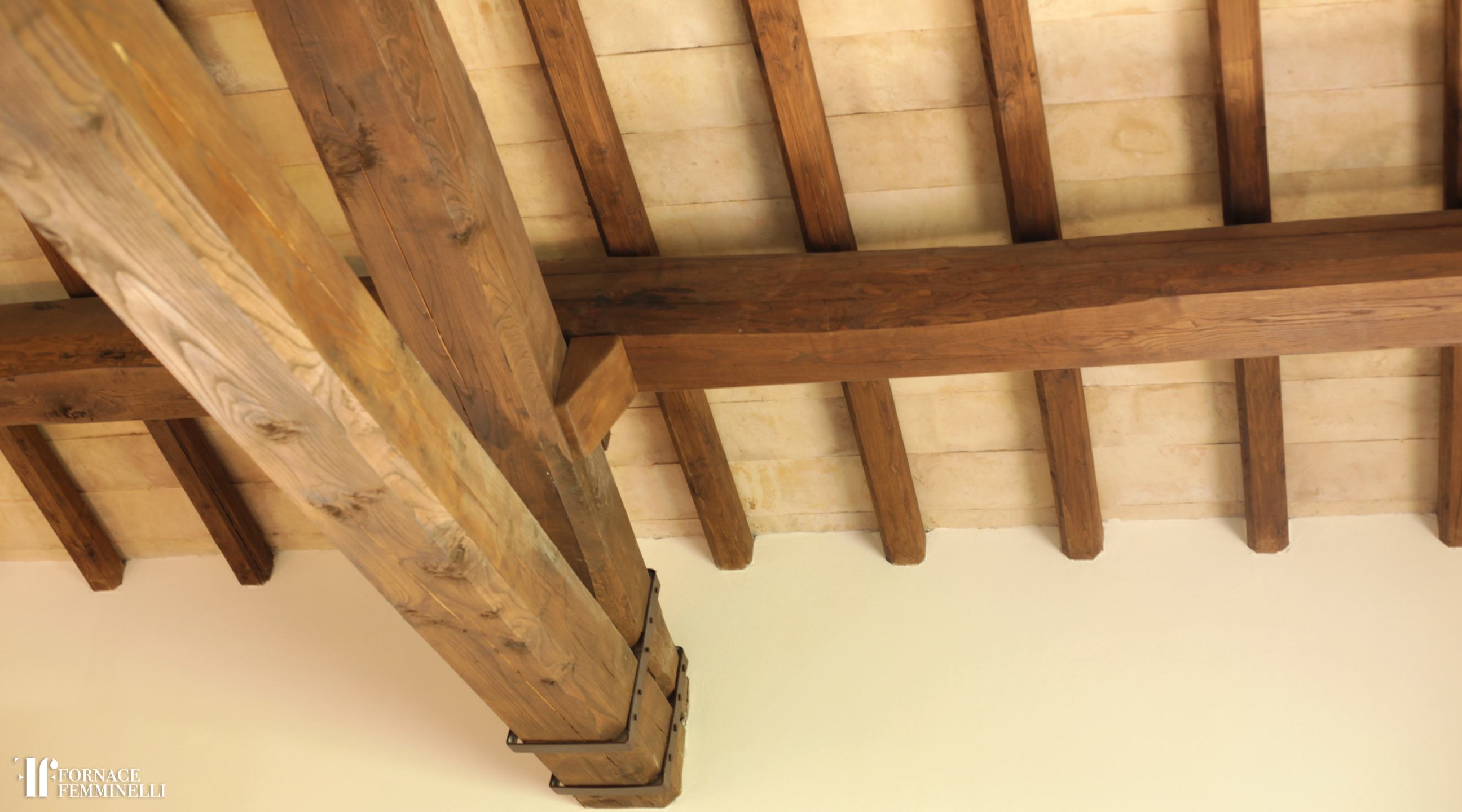sottotetto legno e cotto grezzo